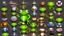 Placeholder: game sprite sheet of 30 images of stylized frog, view from six different angles covering 360°, collection sheet, arcade game, realistic