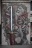 Placeholder: The sword of time will pierce our skins, It doesn't hurt when it begins, But as it works its way on in, The pain grows stronger watch it grin; Street Art; Controversial; Satirical; Supremely Detailed; Stupendous