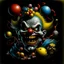 Placeholder: High_Quality_Art Digital Painting of Science experiment Horror Clown Monster creature by Richard Corben, Todd Schorr, T-Shirt Design, Black Background,