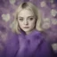 Placeholder: Dakota fanning, purple fur, flowered wallpaper background, old autochrome