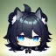 Placeholder: Clear focus,High resolution, Black short fluffy hair, and blue eyes, Chibi