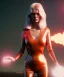 Placeholder: retro sci-fi portrait image from 1980, Los Angeles street explosions, fire, scared people, blonde woman walking, sweet Kate moss face, tight latex suit, soft color, highly detailed, unreal engine 5, ray tracing, RTX, lumen lighting, ultra detail, volumetric lighting, 3d, finely drawn, high definition, high resolution.