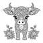 Placeholder: coloring page, mandala baby cow, happy, cute animals, full view, realistic, only draw lines, clean line art, –no sketch, color, –ar 3:4, white background, minimalistic black lines, minimal black color, low level black colors, coloring page, avoid thick black colors, thin black line art, avoid colors, perfect shape lines, perfect clear lines,