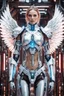 Placeholder: Gorgeous photography super model Russian as Angel Cyborg Robotic Beautiful woman dressing mechanical Symmetry sci-fi armor, tech wear, glowing colors lights sci-fi, intricate, elegant, highly detailed, digital photograph, walking space ship room