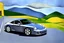 Placeholder:  Grey car porche 911,Toscana, blue skies, blue water, clear day, sun, country road, lake como, wide landscape, oil painting, cubism, picasso