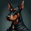 Placeholder: crear un personaje de un perro negro de raza doberman que es un general aleman en forma de caricatura