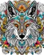 Placeholder: Eurasian wolf ANIMAL Book cover for Adults, mandala, flower, coloerfull