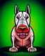 Placeholder: aggressive bull terrier cartoon, straight lines