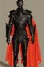 Placeholder: a man modern in military science fiction armor, the armor must be made of spiritual fabric, black and red. a fabric similar to that worn by men of the witch church of the past.