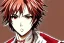 Placeholder: Detailed pretty anime boy, brown hair with blonde strips, keep head in frame, headshot, glaring, brown eyes, covered in bandages, looking serious, illustration, digital painting, only one character, color scheme red, wearing many bandages, Osamu Dazai inspired, anime inspired, manga, dazai, red hair, Chuuya, pretty, scruffy, angry, brooding, manga inspired, small nose, long lower eyelashes, handsome, one character, headshot, glaring, cute, wearing a bandage on neck, small nose, scruffy hair