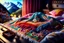 Placeholder: Hand sewn and embroidered extremely cute Austrian mountain village, threads, sewing needles on a table on lace blanket in a luxury bedroom, centre, bold colours elegant fantasy 8k beautiful dynamic lighting award winning imperial colors hyperrealistic ultra detailed 4K 3D high definition crisp quality colourful hdr in sunshine