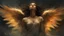 Placeholder: a female angel of light, divine creatures messengers of the kingdom of heaven, protectors. illuminated composed of fire and light. luminous beings with wings and halos, celestial beings.. detailed cinematography, sharp focus :: mysterious esoteric atmosphere :: matte digital painting by Jeremy Mann + Carne Griffiths + Leonid Afremov, black screen, dramatic shading, detailed face