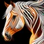 Placeholder: Horse Palomino symmetrical design front view ink art colours orange cream white and black hyper-detailed realistic 8k