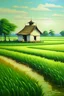 Placeholder: A painting of rice field with small house