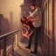 Placeholder: a man pushing a woman over a balcony, downtown new york at night, dramatic, dramatic lighting, volumetric lighting, hyperrealism, 8k, high quality, photorealistic, lot of details