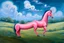 Placeholder: strange Big pink plastic horse.19th painting