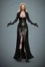 Placeholder: Kim Basinger in black leather gown, evil, villain, busty, cleavage, curvy, angry, happy, stern look. character design by cory loftis, fenghua zhong, ryohei hase, ismail inceoglu and ruan jia. unreal engine 5, artistic lighting, highly detailed, photorealistic, fantasy