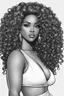 Placeholder: Create a coloring page of a beautiful curvy black female looking to the side with curly hair. No shading, No color, clean lines