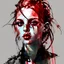 Placeholder: Singer Danish MØ face, illustration in the style of <Yoji Shinkawa> , darkred tones,