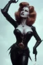 Placeholder: Rita Hayworth as evil queen in black leather, busty, cleavage, curvy, angry, stern look. character design by cory loftis, fenghua zhong, ryohei hase, ismail inceoglu and ruan jia. unreal engine 5, artistic lighting, highly detailed, photorealistic, fantasy