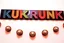 Placeholder: A 1980 disco sign labeled "KUKRUNK" white background and bold multi colored 80s font, miami vice