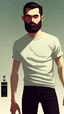 Placeholder: Teen man, blond hair, perfect face, style of tomer hanuka, jeans, white, t-shirt, pompadour