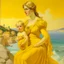 Placeholder: Neoclassicism realistic yellow cote d'azur sea woman with child