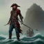 Placeholder: a pirate warrior in maroon and black full battle armor, a highly detailed illustration, background of giant crashing ocean waves, realistic render, 8 k, micro detail, intricate, elegant, centered, digital painting, Artstation, smooth, sharp focus, illustration, artgerm, tomasz alen kopera, peter mohrbacher, donato giancola, joseph christian leyendecker, wlop, boris vallejo