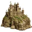 Placeholder: A brown fortress with rocky hammers designed in Maori sculptures painted by Claude Monet