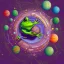 Placeholder: a frog in space with several orbs