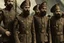 Placeholder: mood tones hiper-realistic HD handsome bearded armenian futuristic embroidered Pierre Cardin soldiers brotherhood fashion catwalk, detail faces and body parts, by Sergei Parajanov-Alejandro Jodorowsky movie stile