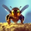 Placeholder: depth of field, cyborg bee, macro lens, hyperphoorealstic