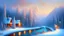 Placeholder: Rustic snow Mountain Landscape with river oil painting