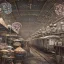 Placeholder: Insanely detailed photograph of an “artitcture plans of a city market at a train station ” with intricate gears, intricate embroidered band, hyperdetailed painting by Ismail Inceoglu Huang Guangjian and Dan Witz CGSociety ZBrush Central fantasy art album cover art,8K, hdr, romantic, mysterious, ominous, flowers, jewelry, steam,oil,cafe,street vendors