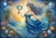 Placeholder: In the style of Josephine Wall, Wide view, Aquarius, the sign of the zodiac, detailed, elegant, complex, award winning masterpiece,