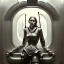 Placeholder: upper body of strong lady inside train, book cover, fantasy art, sketch, movie poster