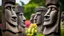 Placeholder: calm beauty, fantasy, magic, splendor, uplifting, inspiring, therapeutic, Easter Island stone statues with faces, springtime, sunlight, chiaroscuro, color, award-winning colour photograph, Nikon 135mm