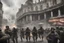 Placeholder: Call of Duty soldiers in battle scene during airplanes bombing Piccadilly Circus