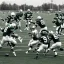 Placeholder: Boston Shamrocks Football team playing against the Toronto Rifles Football team,vintage footage, hyper-realistic, in color