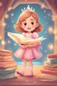 Placeholder: book cover for little girl wearing a princess costume re very happy, cartoon illustration style, 3D vector art, cute and quirky, fantasy art, water collor effect, bokeh, adobe illustrator, hand-drawn, digital painting, low-poly, soft lighting, bird's-eye view, isometric style, retro aesthetic, focused on the character, 4k resolution, photorealistic rendering, using cinema 4D