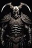 Placeholder: an insane warrior with his chest made of bones. dark horror setting.