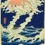 Placeholder: An astronaut floating in space surrounded by a halo of glowing jellyfish, done in the style of Hokusai's The Great Wave off Kanagawa