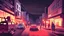Placeholder: murder at the street, cartoon style, dark atmosphere
