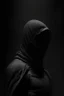 Placeholder: Background is dark grey, almost black. There is a head and torso silhouette looming in the picture, completely masked by a black kevlar suit.