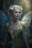 Placeholder: Elven princess,blonde gold hair,rapunzel hair,very long hair,elven crown, light blue, white, ice, glitter,sparkle,ice flowers,elven ears,fairy princess, ice fairy,golden armor,ice crystals