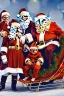 Placeholder: santa claus in a sleigh with mom, dad and three sons