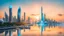 Placeholder: stunning panoramic view of an Amazing futuristic asian cyber city on a biomechanical tall island, azure blue sea, skyline suring Sunset , reflections, high detailed, sharp focus, best shot