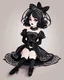 Placeholder: Petit girl goth, lying pose, fullbody, style Papercut,