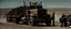 Placeholder: Long haul Trucker liberation army in guerrilla war, Alberta Desert, cinematic, Fuji Film, Anamorphic lens, 2040s, deep depth of field, in a Cyber punk WW3 film