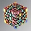 Placeholder: a mandelbox 3d fractal made of small metallic random color cubes
